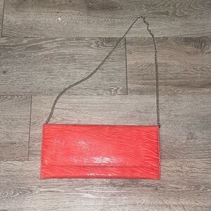 CARLOS FALCHI FATTO A MANO WMN RED PINK ZEBRA SUEDE DESIGNER SHOULDER BAG CHAIN